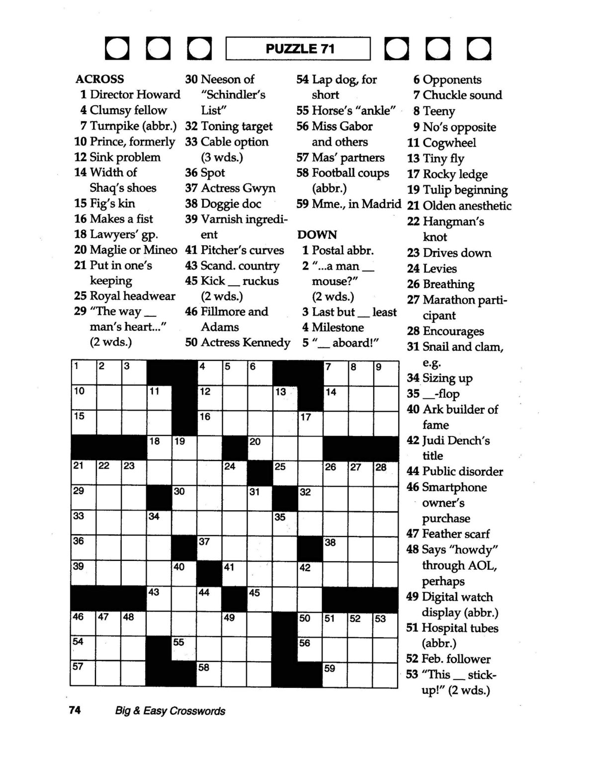 Thomas Joseph Crossword Printable Version Printable Printable