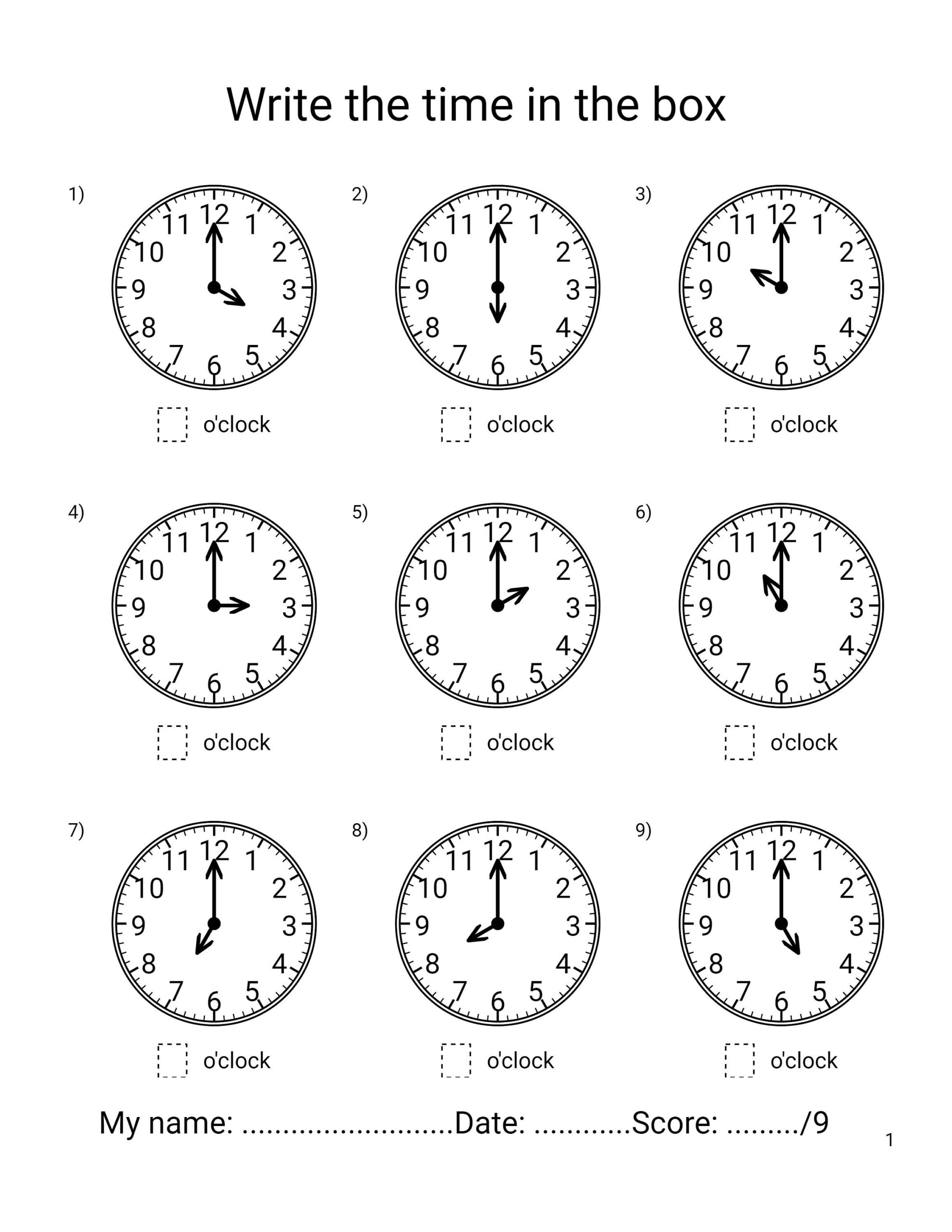 Time Grade 1 Math Worksheets Worksheets Library
