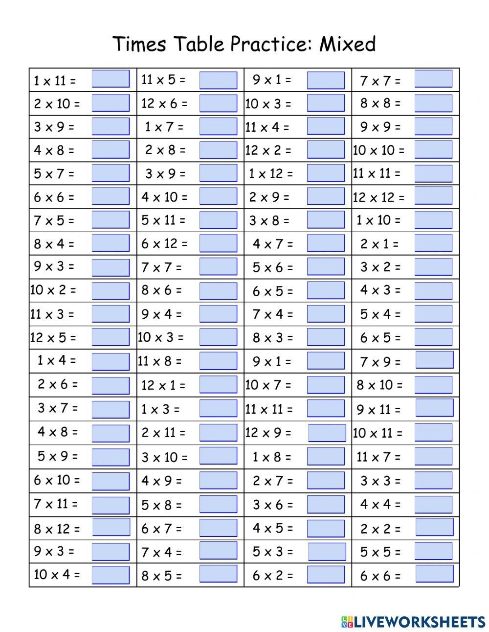 Times Table Worksheet Circles 1 To 12 Times Tables Worksheets Library