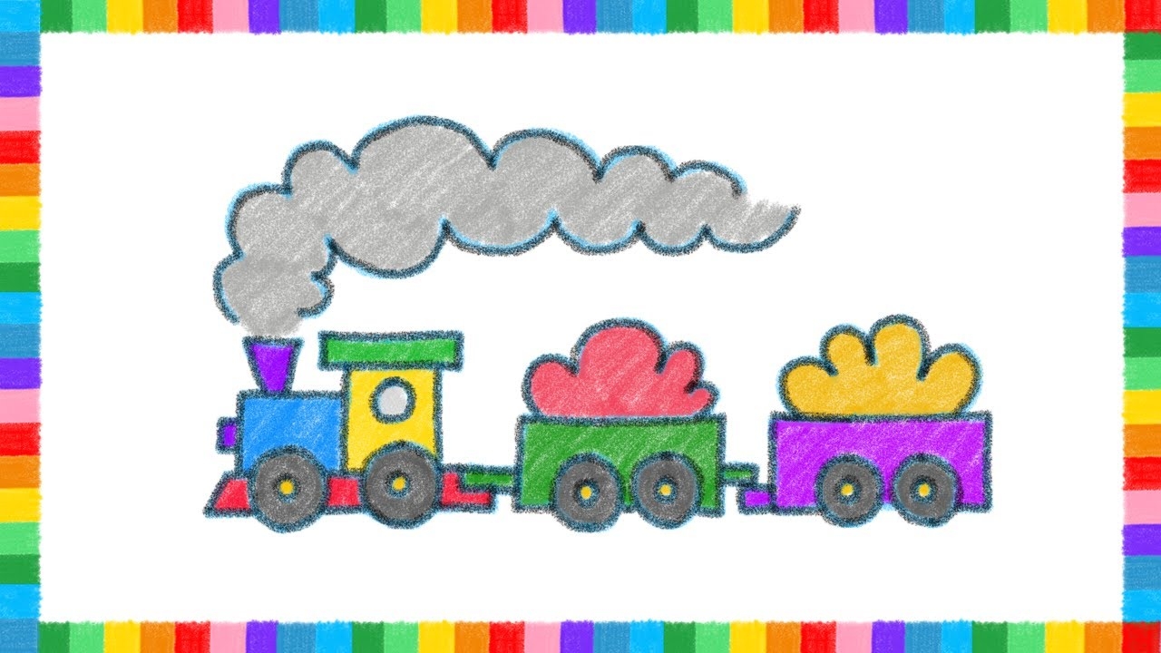 Train Drawing For Kids With Colour