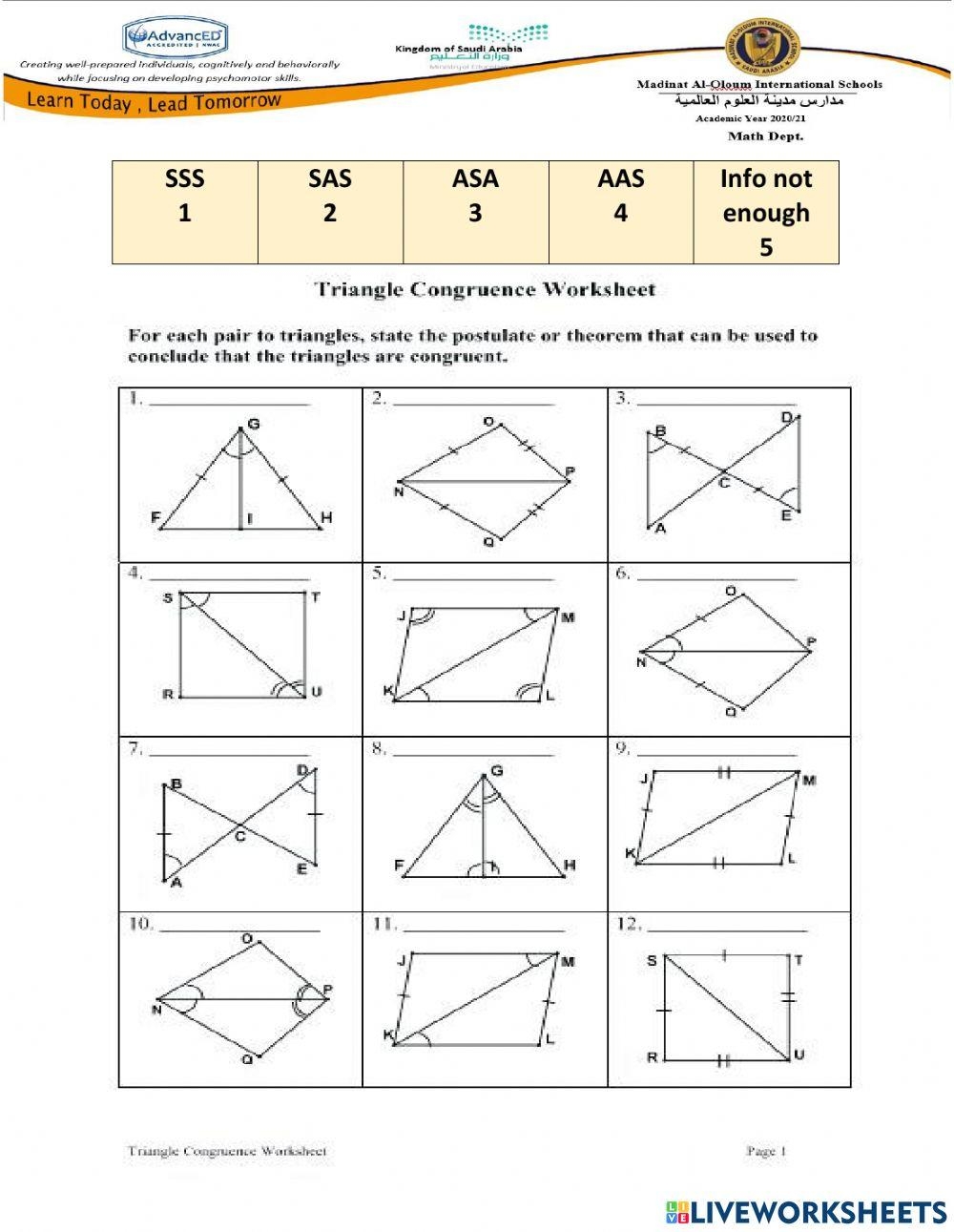 Triangle Congruence Tier 2 Triangle Congruence Worksheet Worksheets 
