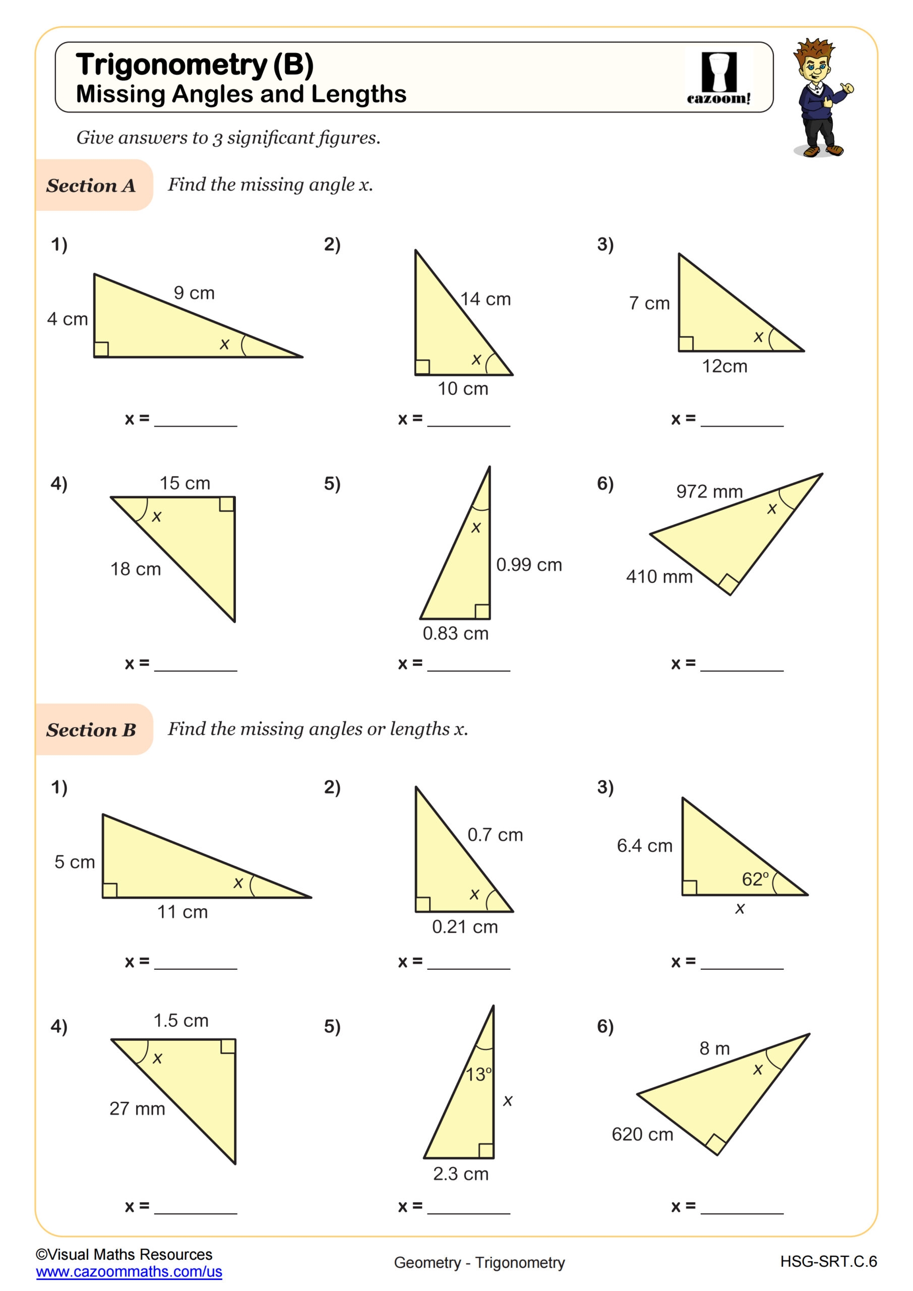 Trigonometic Ratios SOH CAH TOA Missing Side Lengths And Angle 