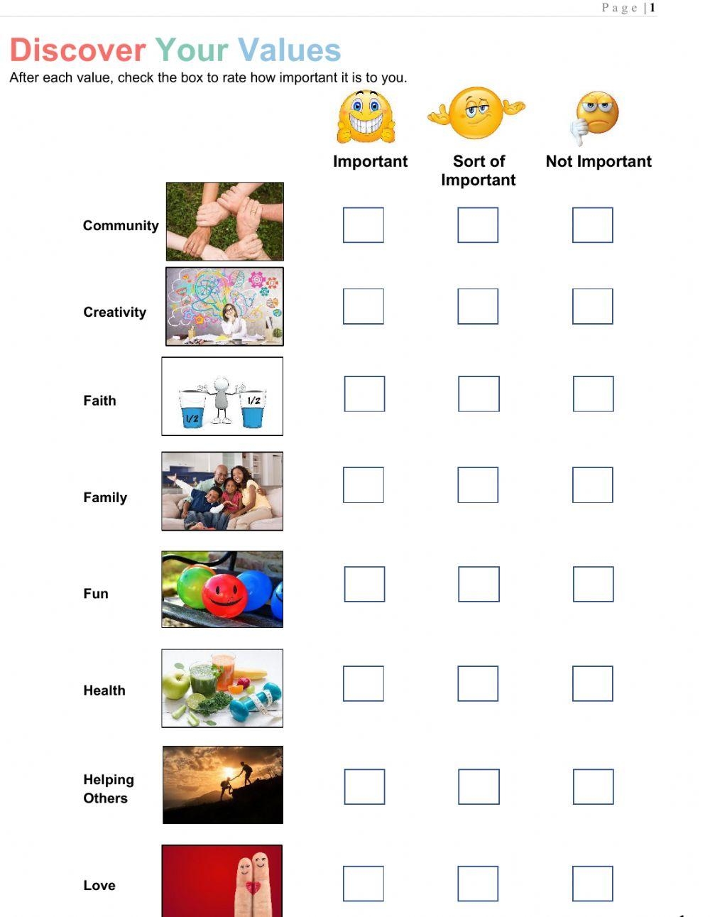 Values Interactive Worksheet Live Worksheets Worksheets Library