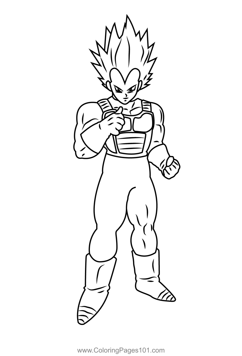 Vegeta Standing Coloring Page For Kids Free Vegeta Printable Coloring 