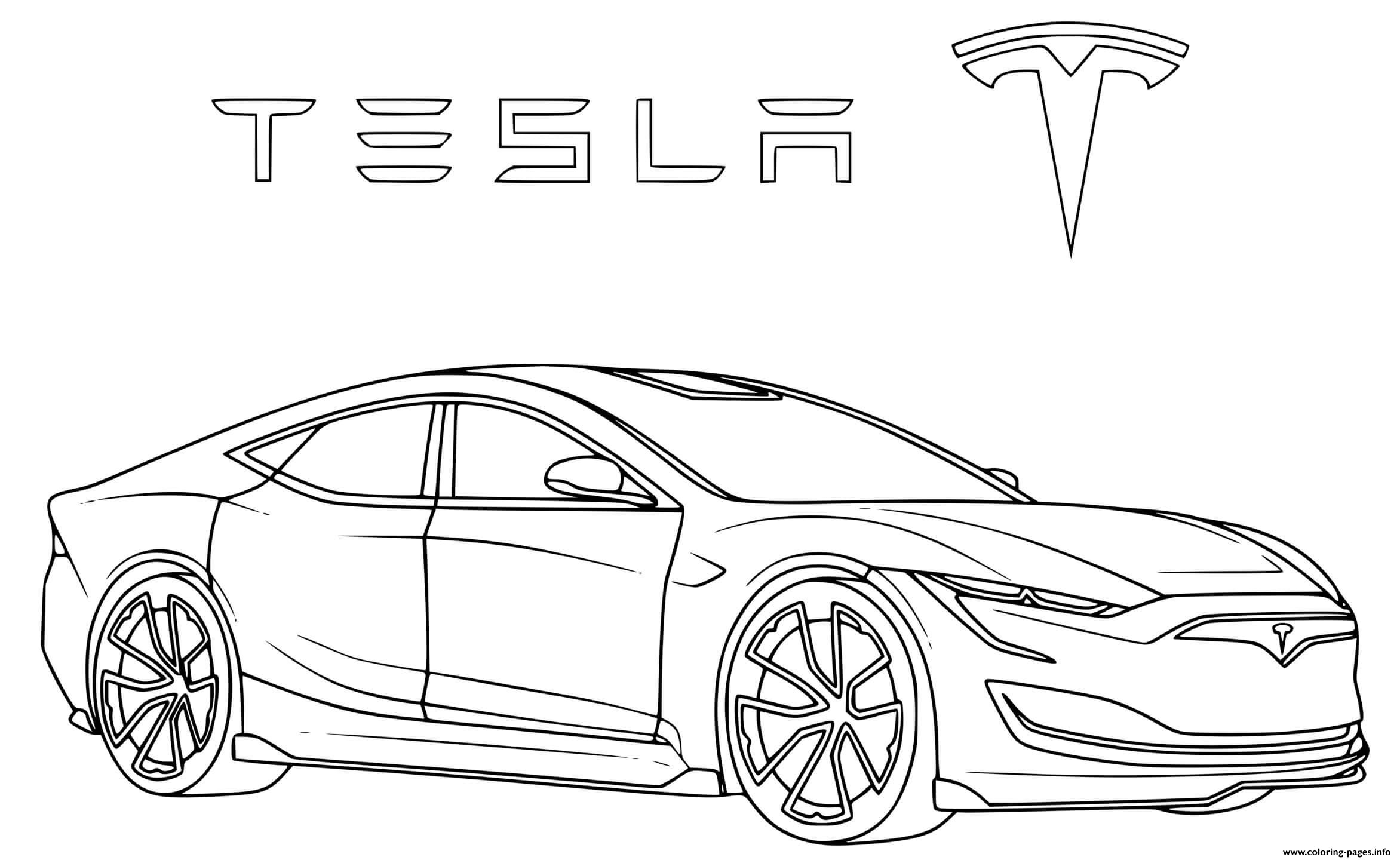 Voiture Tesla Coloring Page Printable