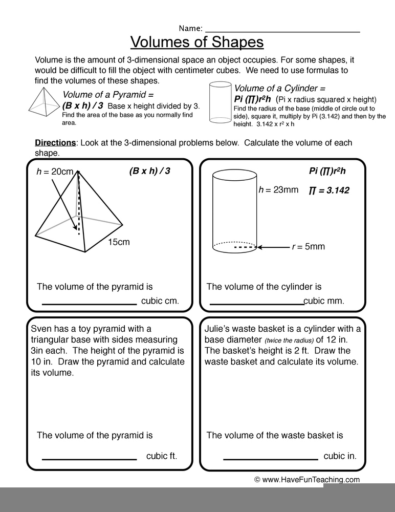 Volume Common Core Worksheets Common Core Worksheets