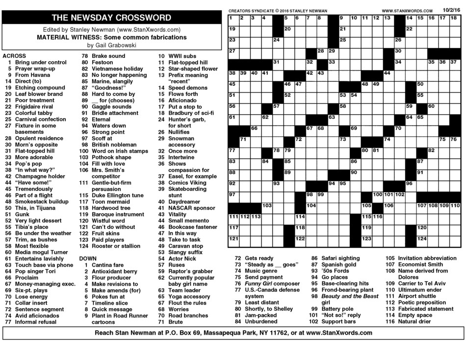 Washington Post Sunday Crossword Puzzle Printable Printable Crossword