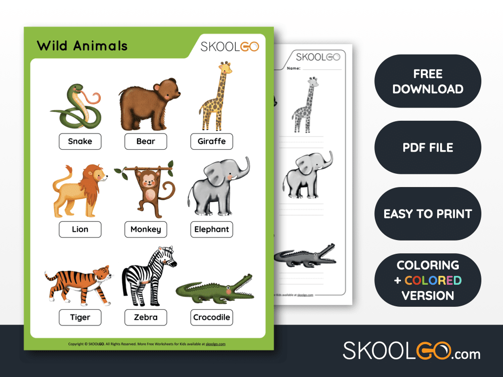 Wild Animals Free Worksheet SKOOLGO