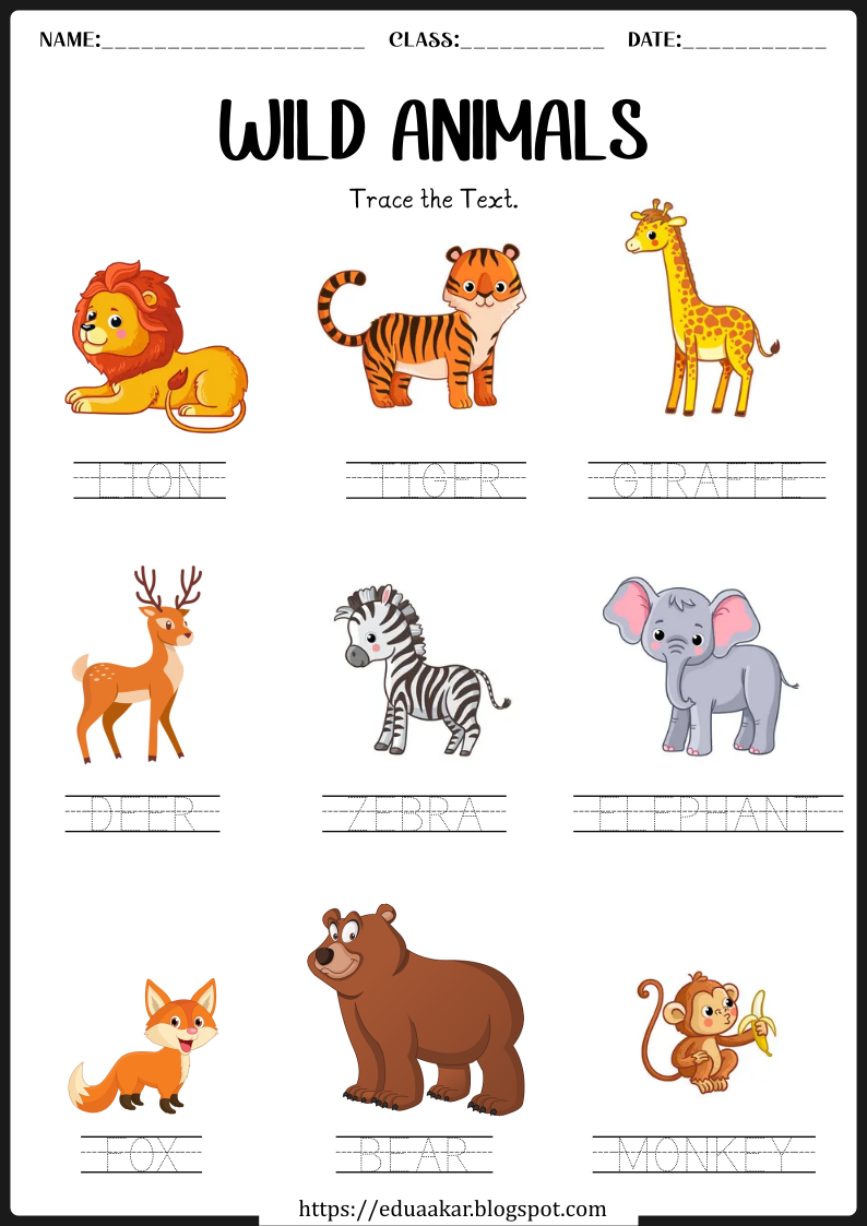 Wild Animals Worksheet Skoolon Worksheets Library