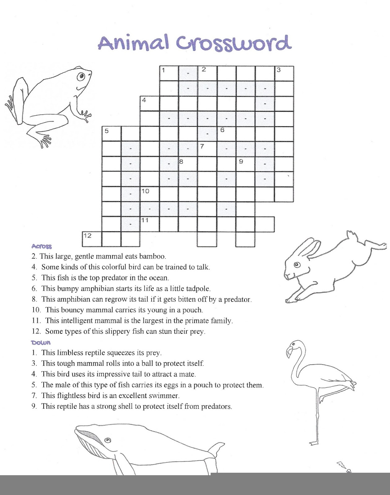 Wildlife Crossword Puzzle Printable Printable Crossword Puzzles