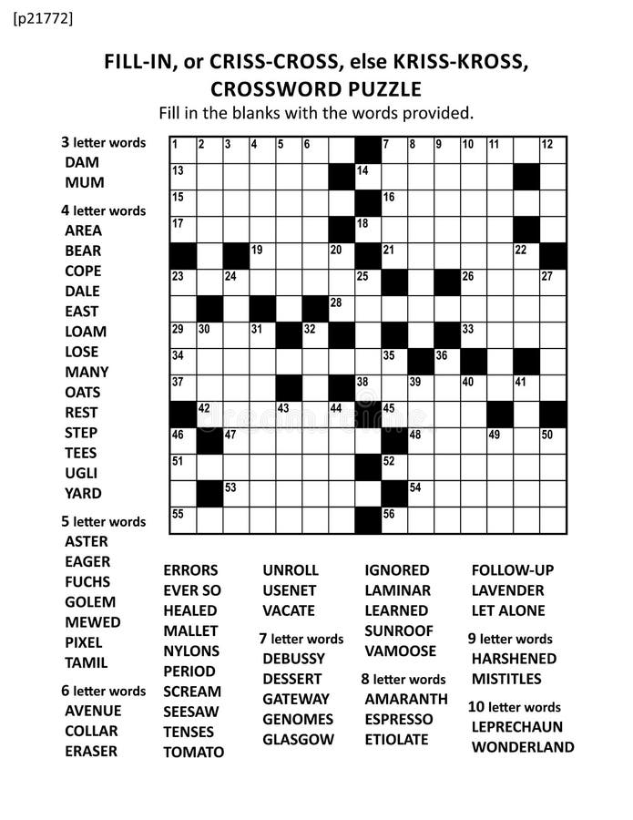 Word Fill In Crossword Puzzles Free Printable
