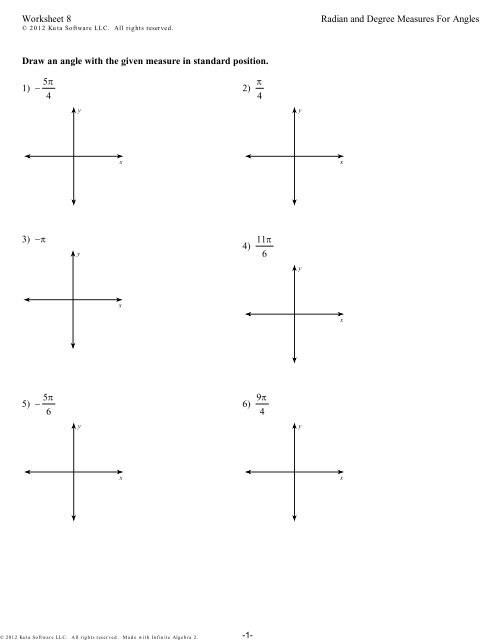 Worksheet 8 Radian And Degree Measures For Angles Draw An 