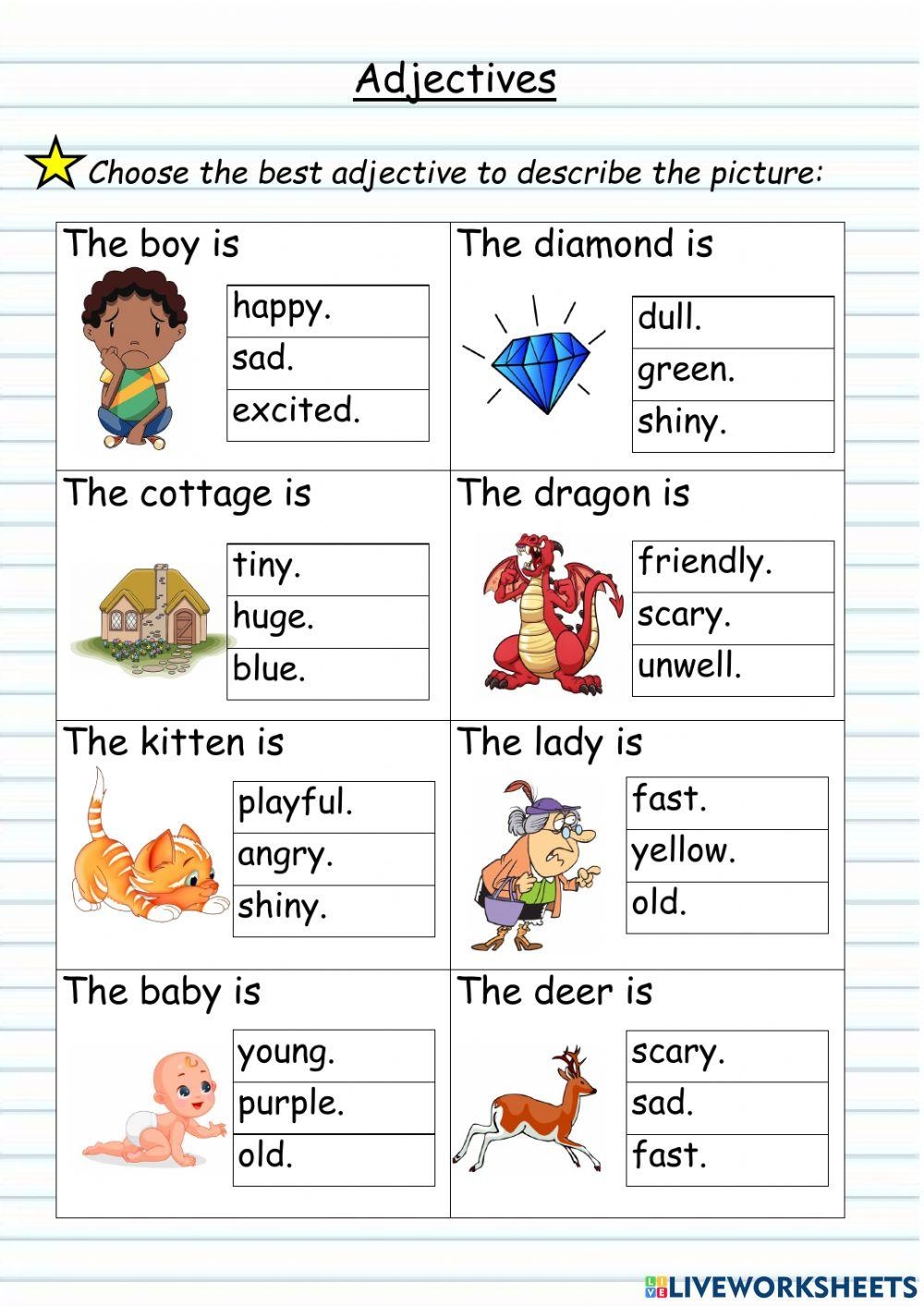 Year 3 Adjectives Worksheet Live Worksheets Worksheets Library