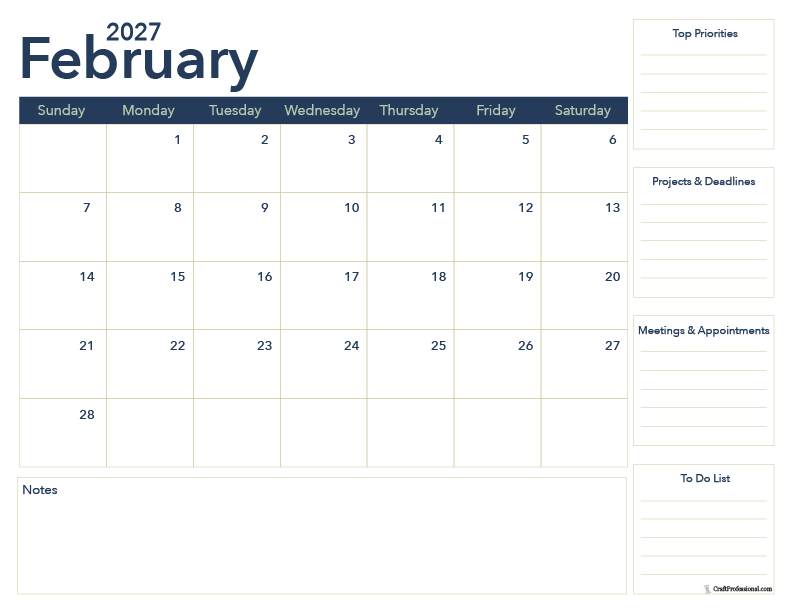 Color-coded February calendar page pinned to a corkboard.