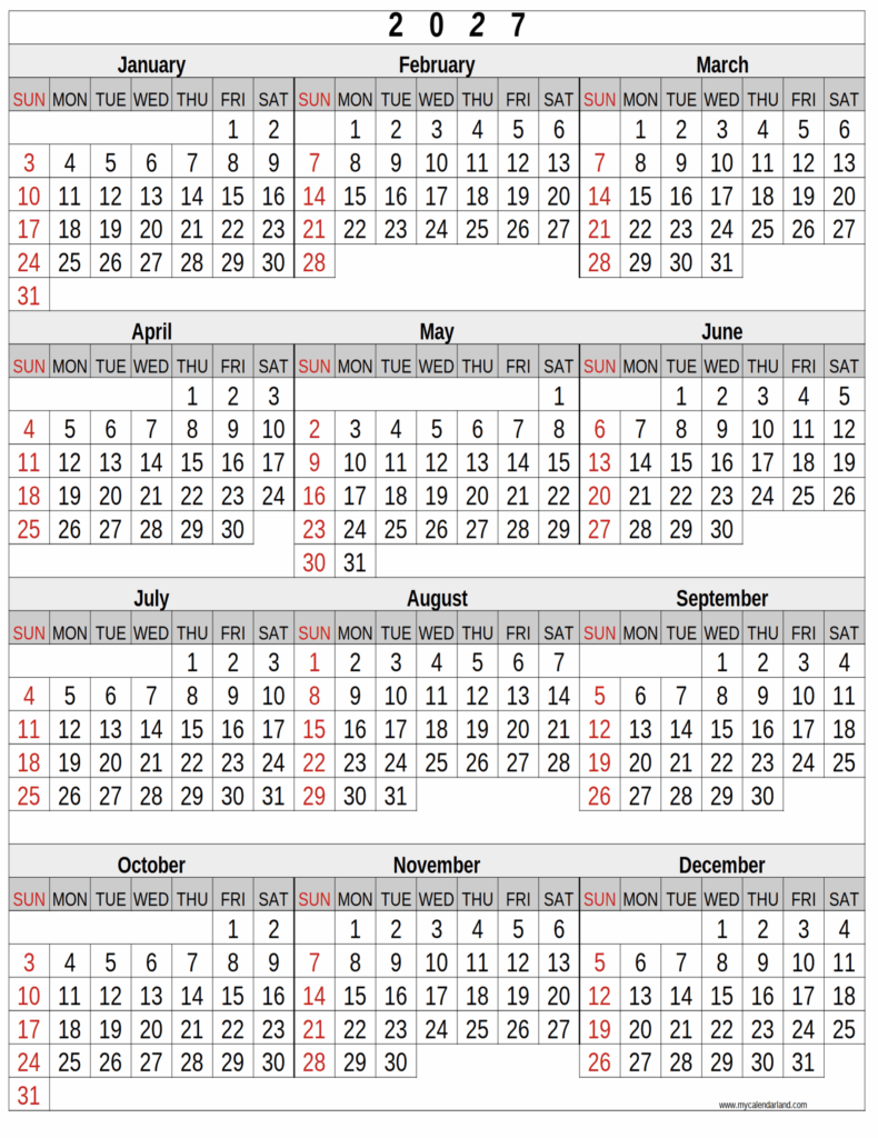 Printer producing a neat 2027 calendar sheet