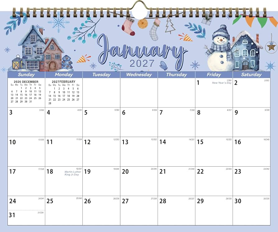 Color-coded weeks and notes area layout