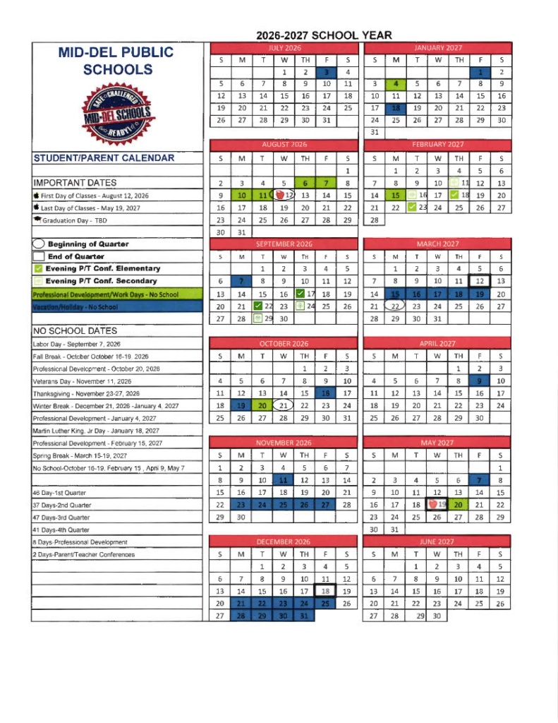 Close-up of monthly grids with colorful stickers