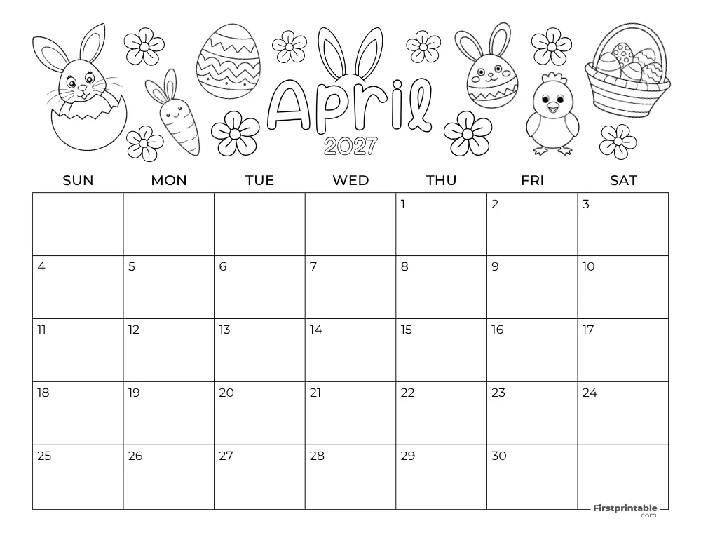 Kids coloring pages attached to calendar