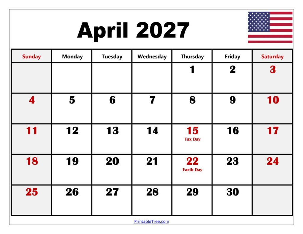 Colorful April calendar worksheet spread