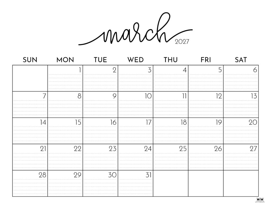 Teacher planning board using a classroom March 2027 Calendar