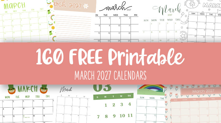 Kids coloring page calendar section for March 2027