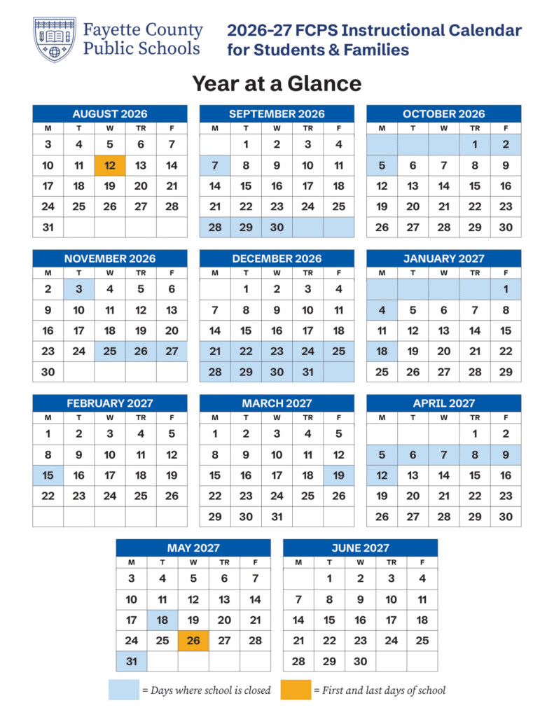 Laminated calendar hung in classroom