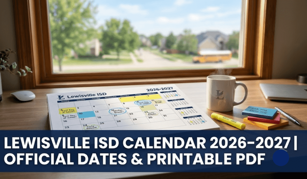 Printed calendar on a home study desk with markers